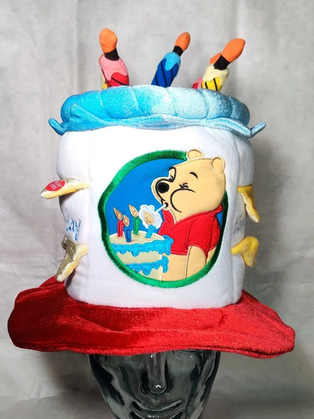 Vintage Disneyland Winnie the Pooh Birthday Cake Hat Light Up Embroidered Adult